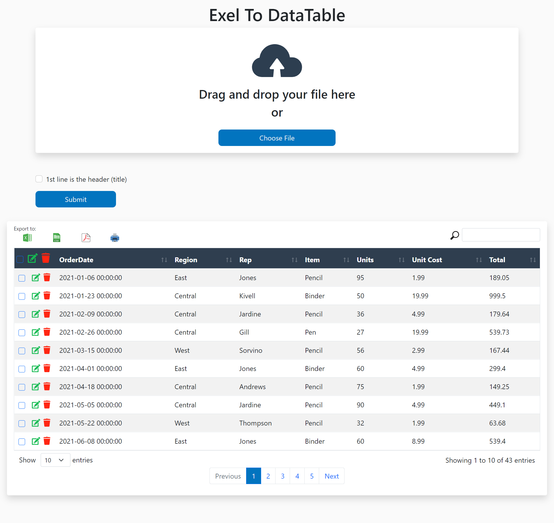 Excel To DataTable